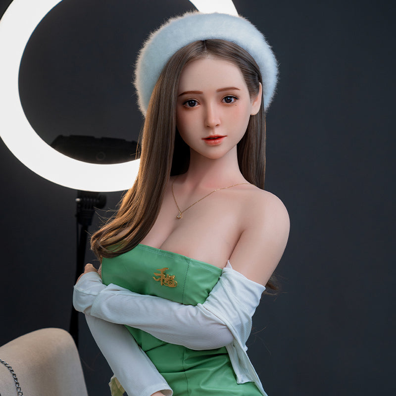 Ami - Asian Life-Like Silicone Sex Doll in Green Dress - Free Shipping